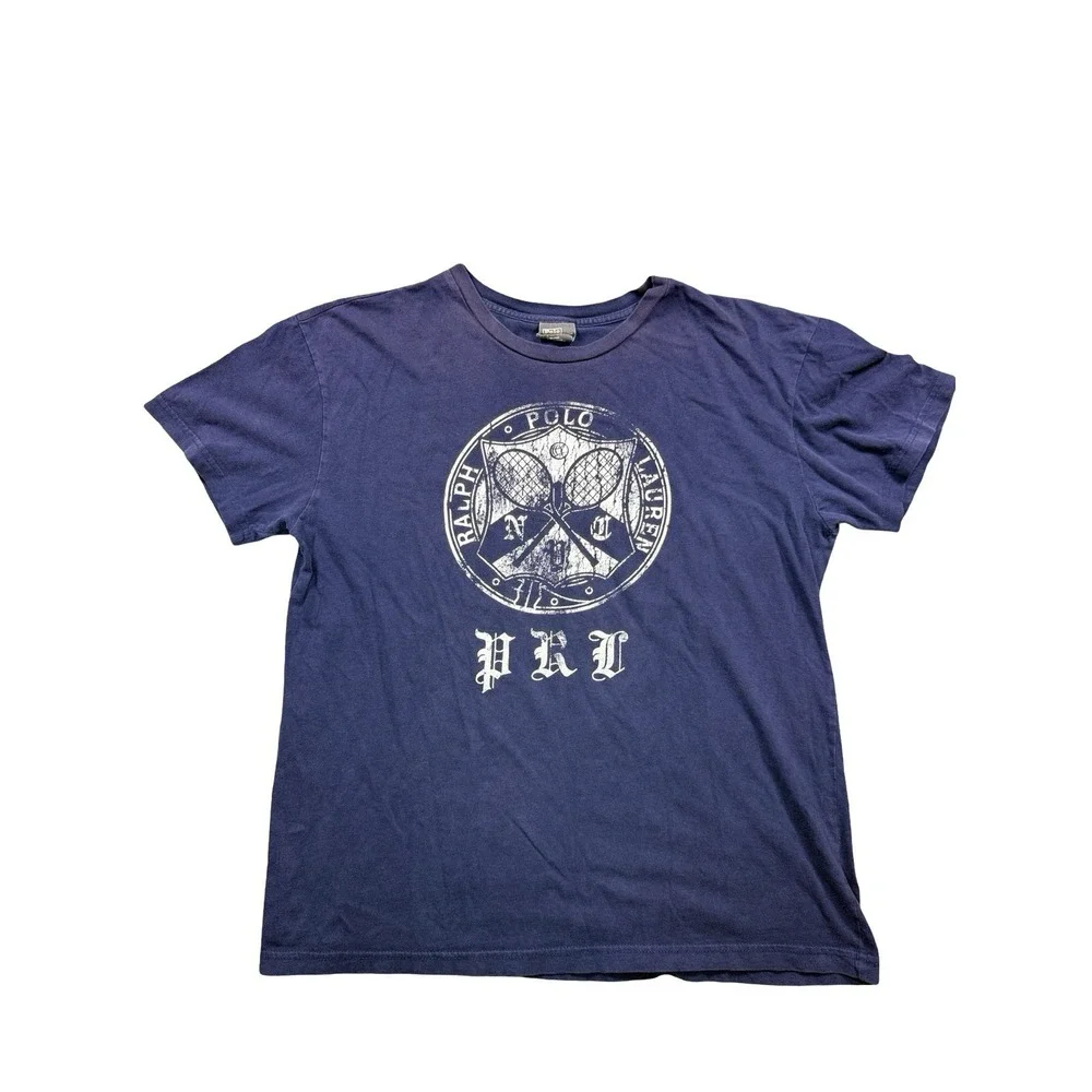 Polo Ralph Lauren Tennis Graphic T Shirt Men's Small Blue Short Sleeve Cotton